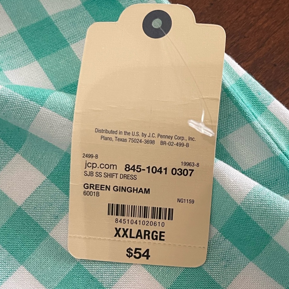 NWT St John’s Bay XL aqua blue and white checked sleeveless dress. - Picture 3 of 5